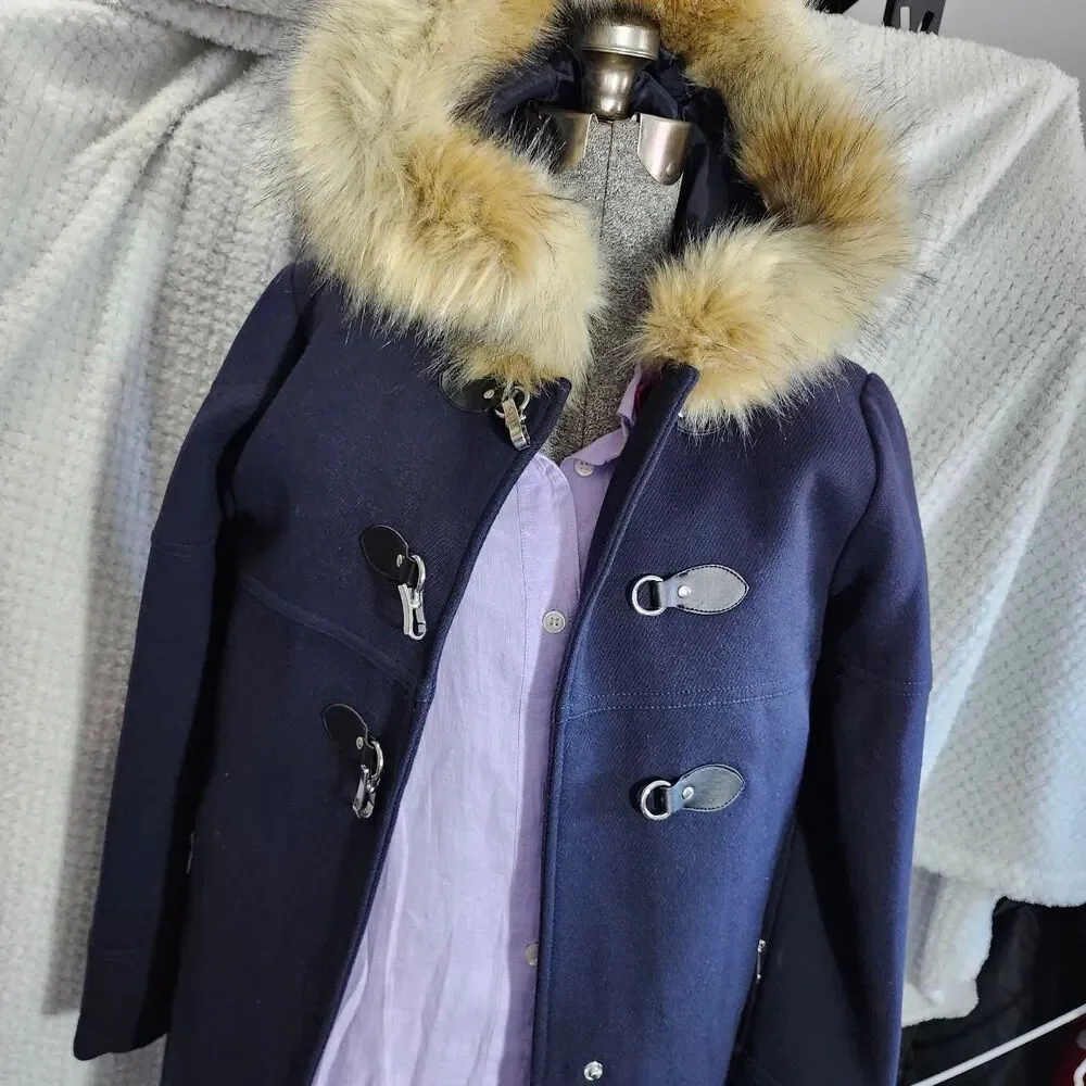 Unique Klassy stylish Coat Topshop Women's Navy and Blue Coat